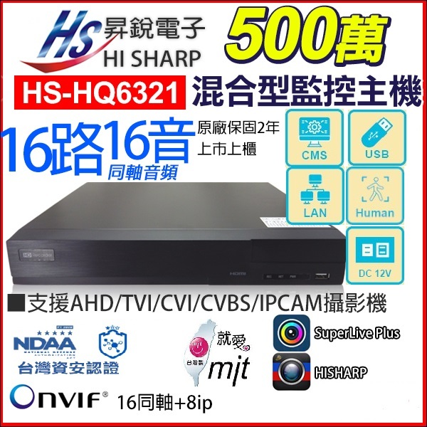 昇銳 16路 500萬畫數監控主機